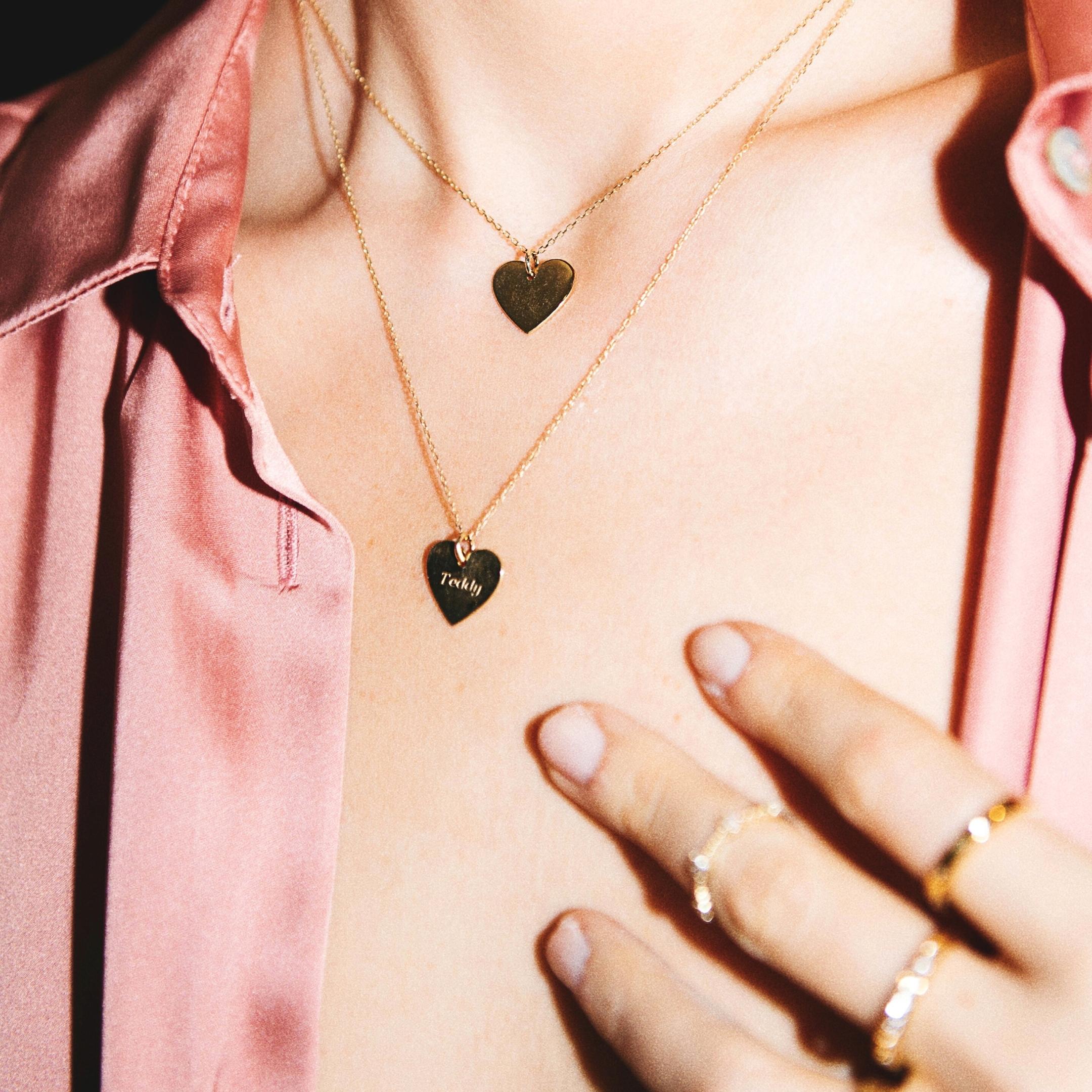 Full Heart Necklace - Solid Gold (Free Engraving)