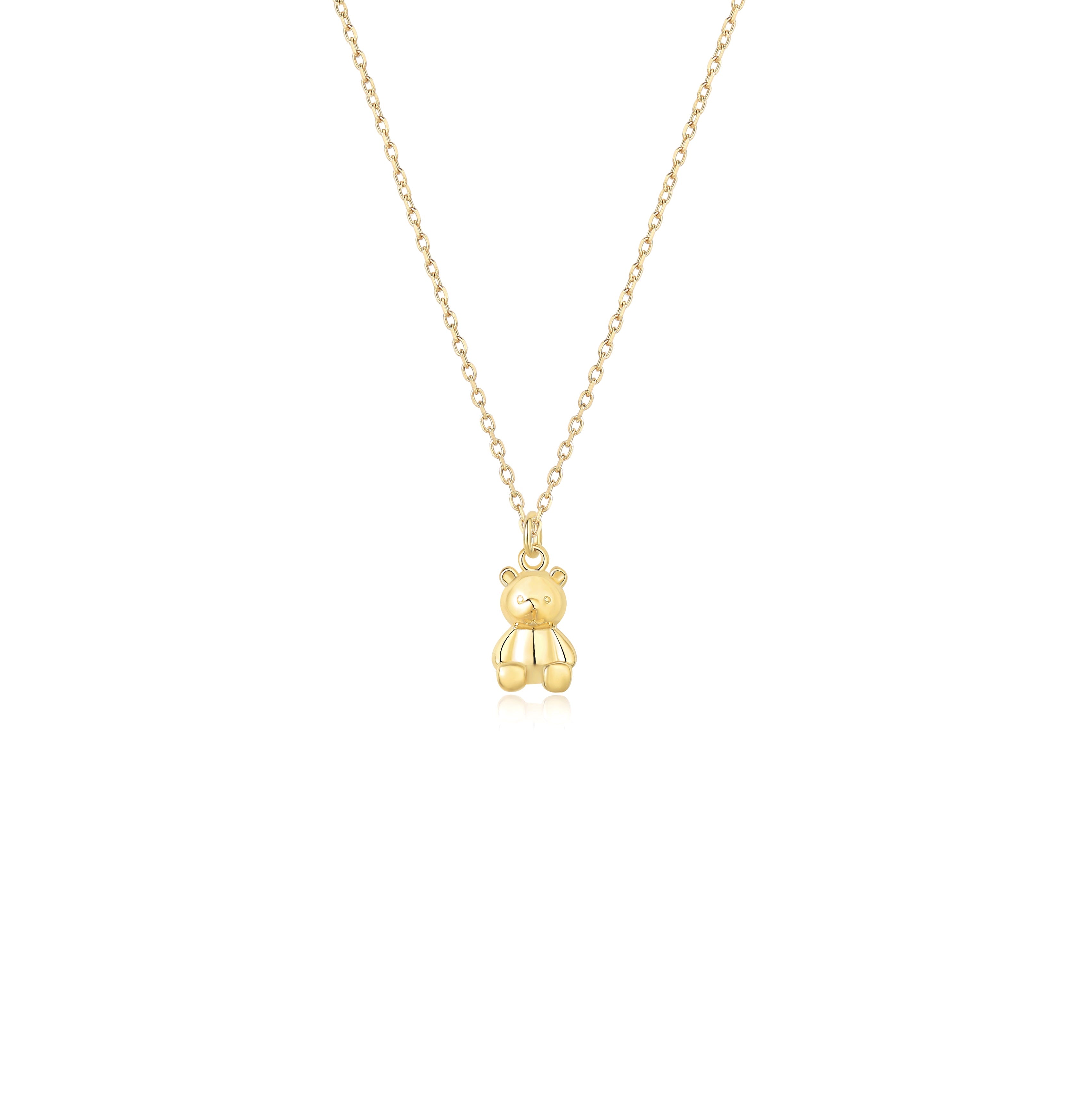 泰迪熊项链 - 14K 纯金